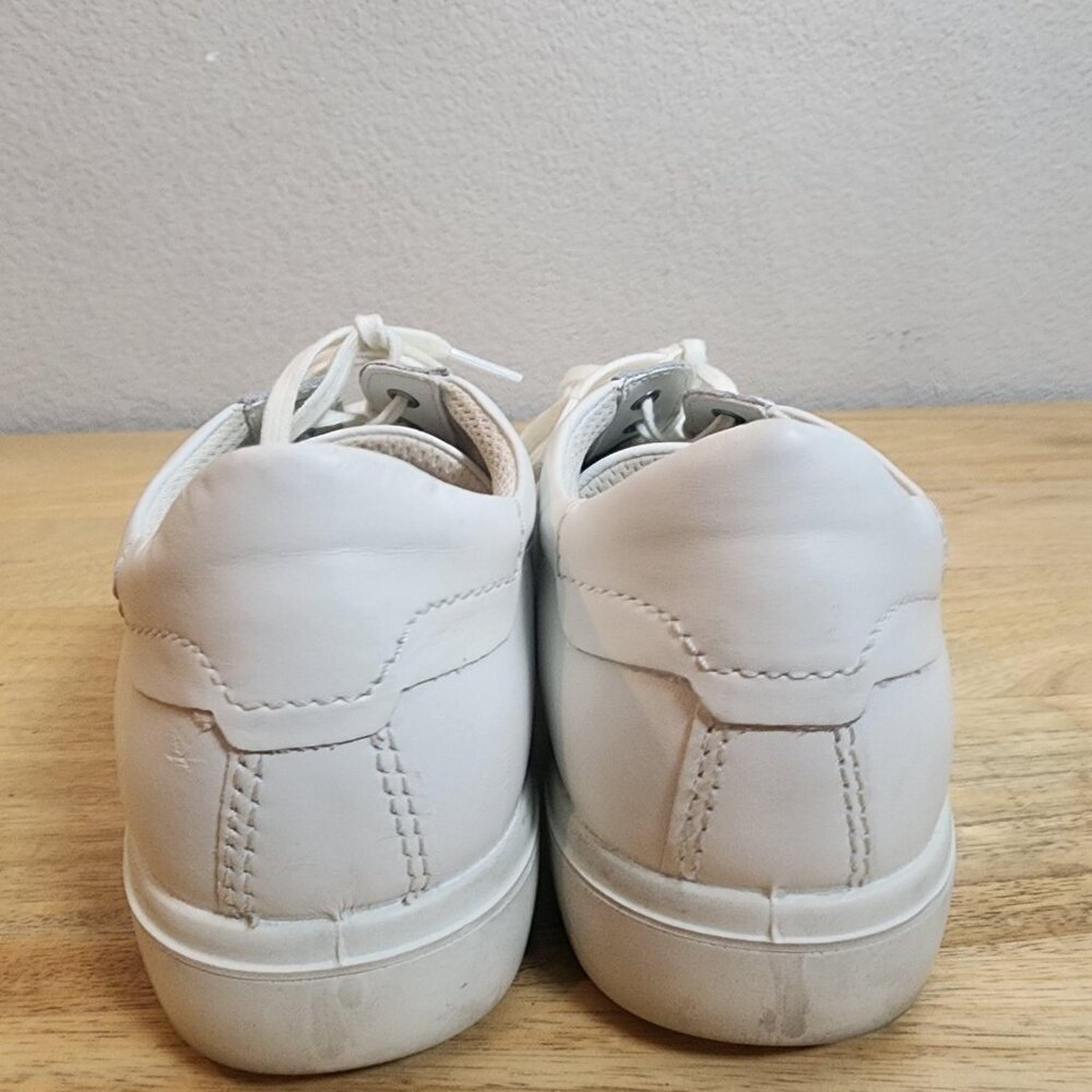 Ecco Soft 7 Shoes Womens Size 9 9.5 White Leather Lace Up Comfort Walking - Picture 3 of 13